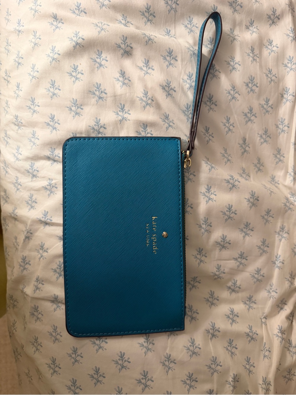kate spade teal saffiano wristlet clutch with wrist strap